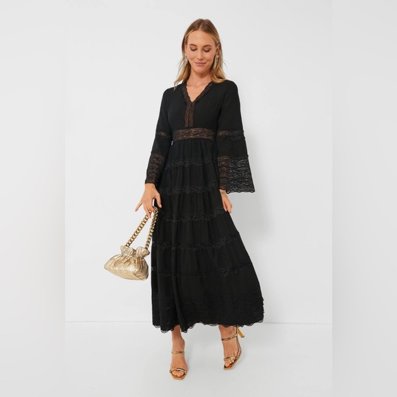 NWT Tuckernuck Hyacinth House Dress Lace Black Lydia Boho Maxi Dress - Picture 2 of 12